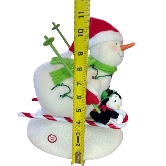Hallmark Swooshin Duo Animated Musical Light Up Plush Snowman Penguin Skiing Jin - Picture 8 of 16